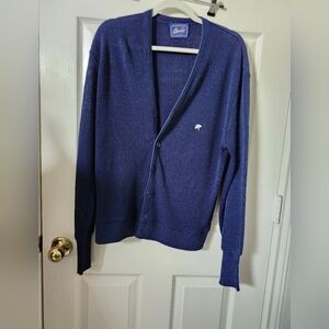 Vintage Arnie Arnold Palmer Navy Blue Cardigan Sweater Thin Knit L